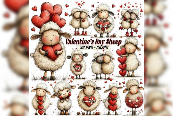 Bringing Soft Romance to Life with a Whimsical Valentine Sheep Clipart Set