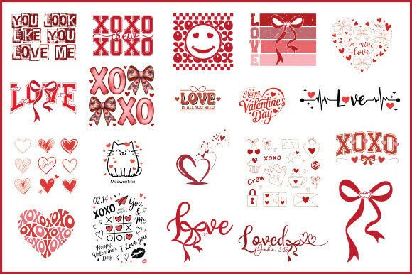 Celebrate Love with the Valentine's Day PNG Bundle: XOXO, Be Mine, and Modern Romance