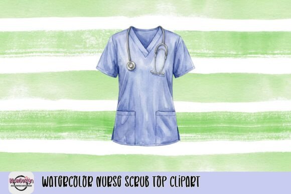 Elevating Healthcare Branding with the Artistic Precision of Watercolor Nurse Scrub Top Clipart