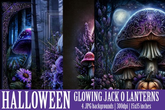 Elevating Seasonal Design with Halloween Glowing Pumpkin Backgrounds S1 and Fantasy Mushroom Aesthetics