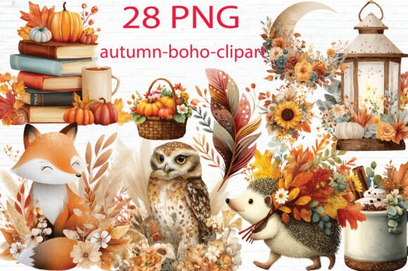 Embrace the Season: A Guide to the Autumn Boho Clipart Bundle PNG