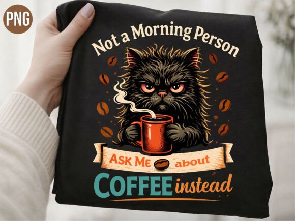 Funny Grumpy Cat Coffee Lover Shirt PNG Design