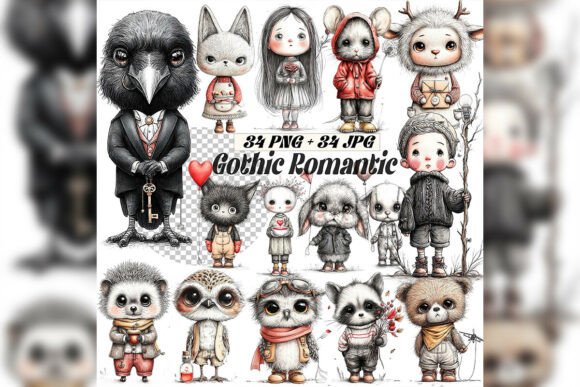 Integrating the Whimsical Gothic Valentine Clipart Set into Professional Creative Workflows