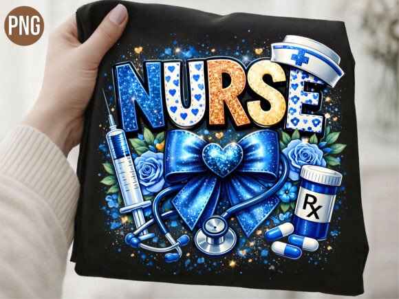 Nurse Medical Bow Glitter Design PNG for Creators