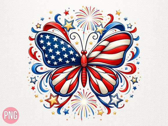 Patriotic Butterfly USA Flag Shirt PNG for Creators