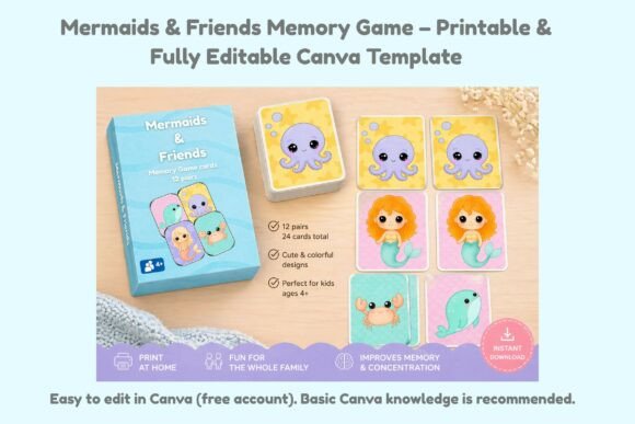 Unlock Creativity and Learning with a Mermaid Memory Game Canva Template