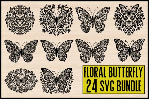 Unlock Elegant Designs with the 24 Floral Butterfly SVG Bundle