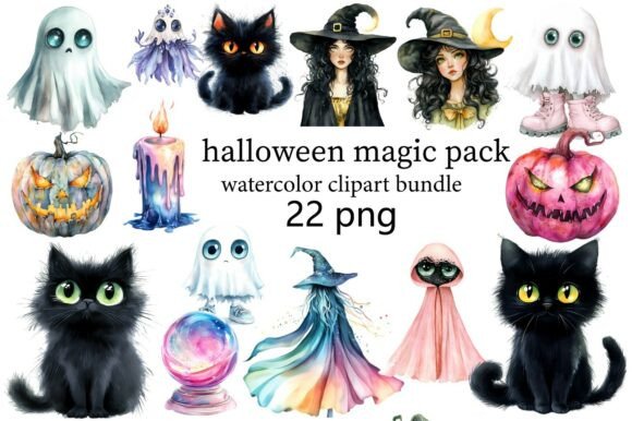 Unlocking Spooky Charm with the Halloween Magic Pack Watercolor Clipart